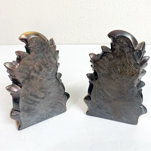 Vintage Hand Cast Bronze Philadelphia Mfg. Co Bookends Art Nouveau Botanical - Picture 4 of 8
